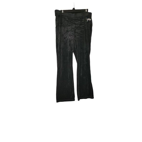 VTG Juicy‎ Couture Women's  Size L Black Velour Wide-Leg Pants - Picture 1 of 8